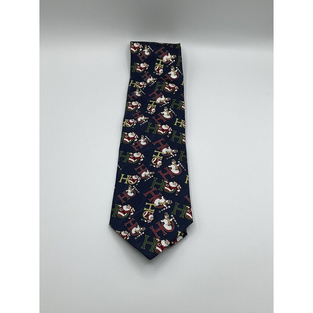 Sutter & Grant 100% Silk Santa Christmas Tie Blue Holidays Snowman Ho Ho Ho NWT